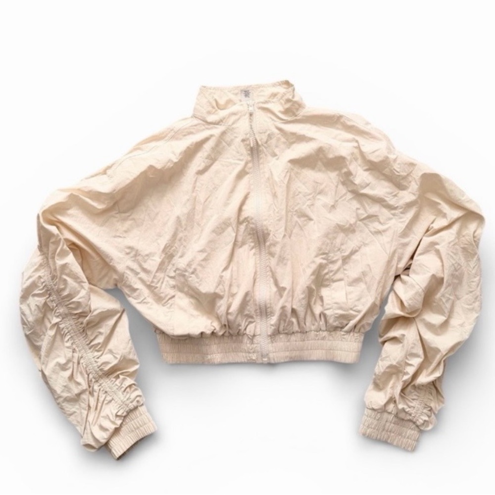 Forever 21 Cream Bomber Full Zip Cropped Jacket NWOT
